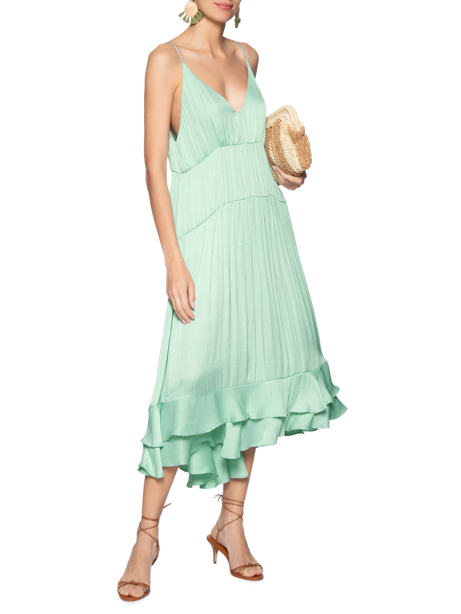 Vestido Babados Barra Azul Farm