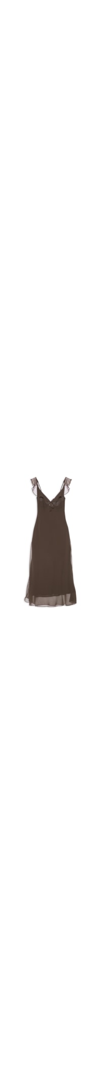 Vestido Babados Enviesado - Marrom