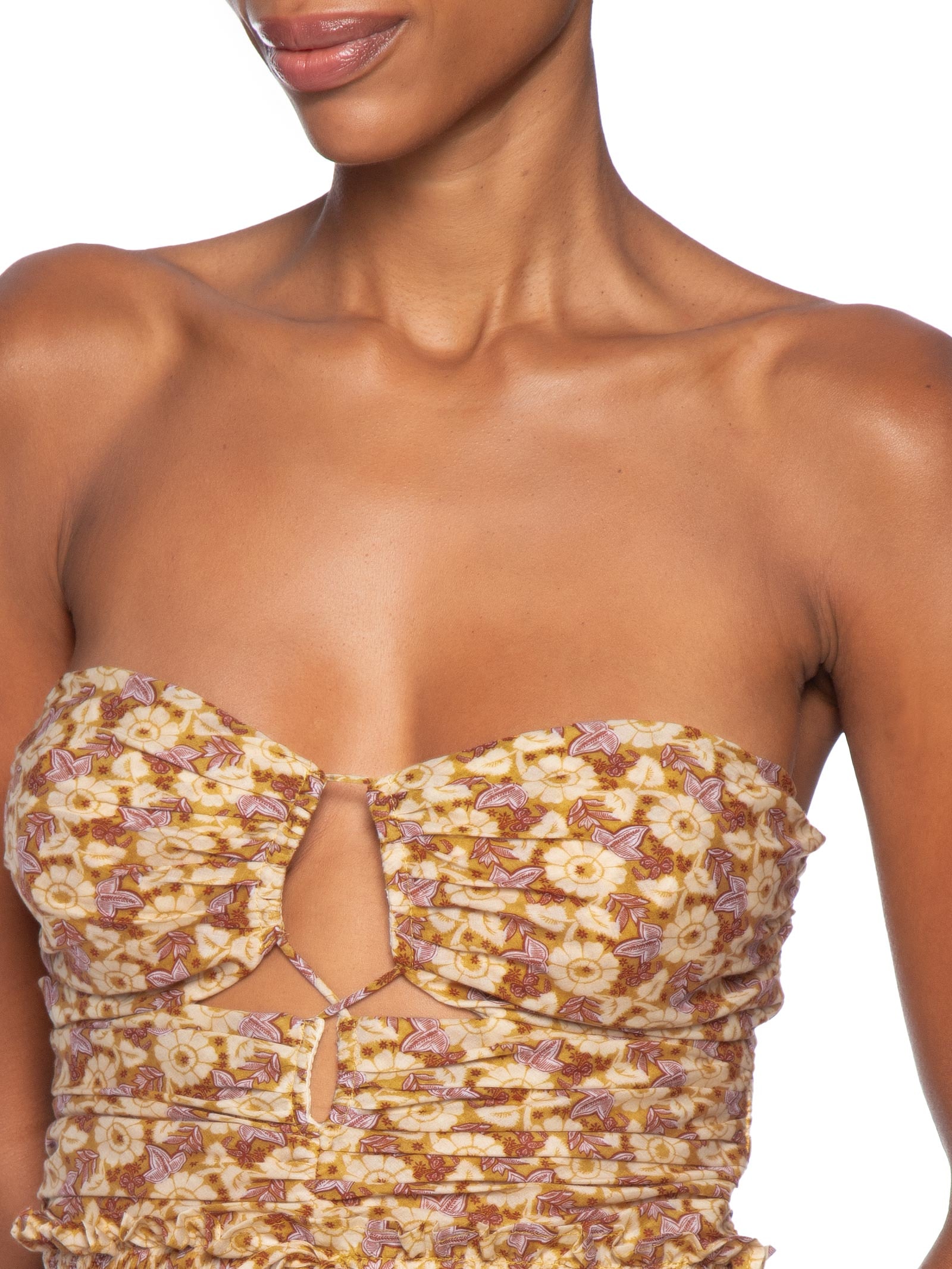 Vestido Babados Estampa Cali Bege Maria Filó