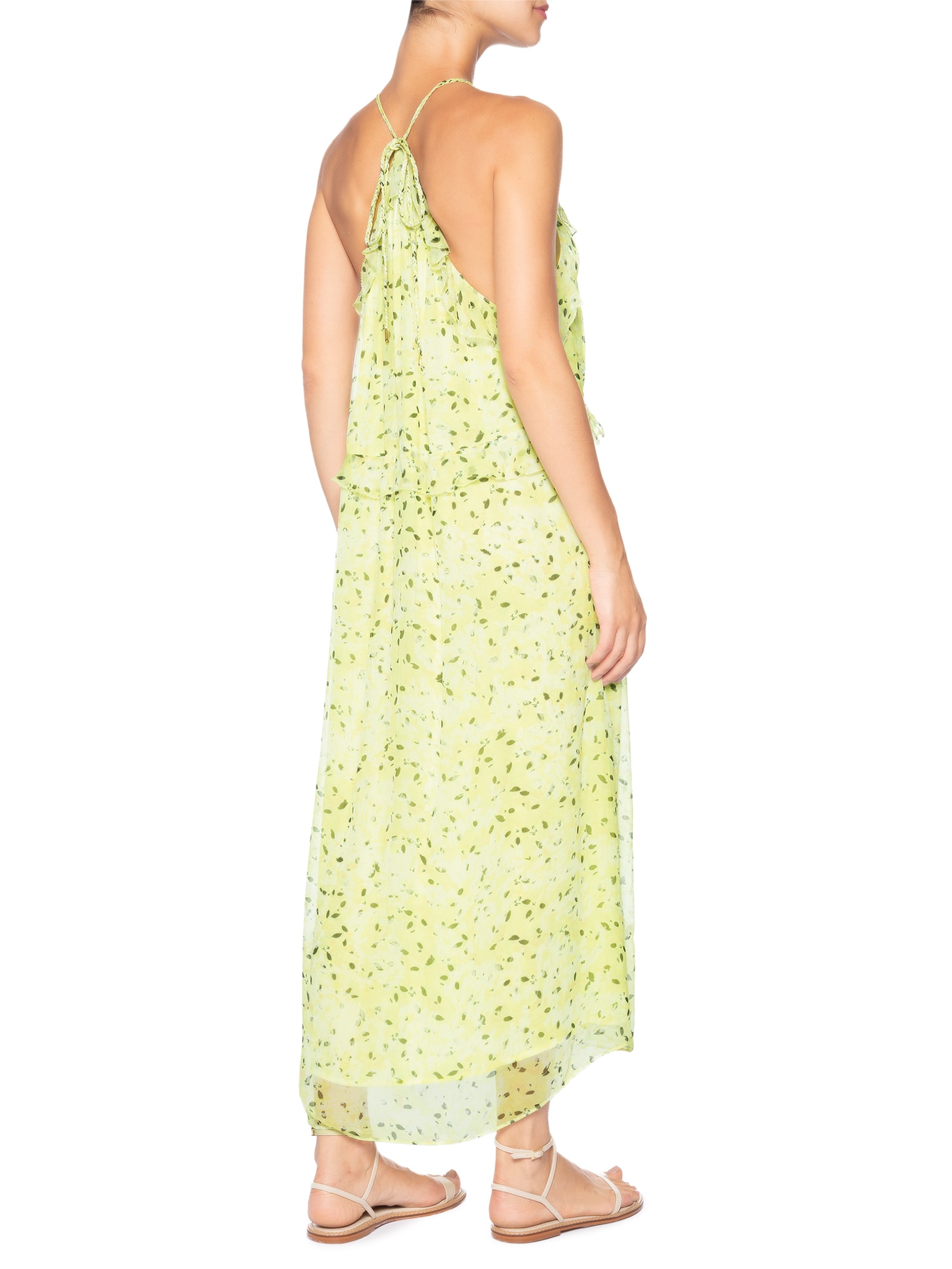 Vestido Babados Longuete Amarelo Animale