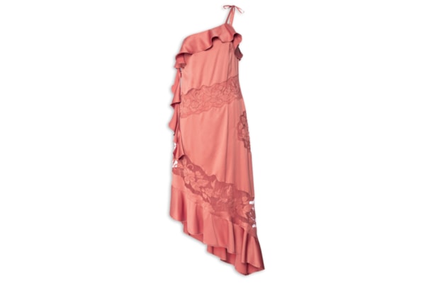 Vestido Babados Ombro Só - Rosa