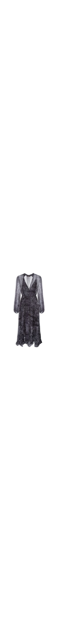 Vestido Babados Textura Tile - Preto
