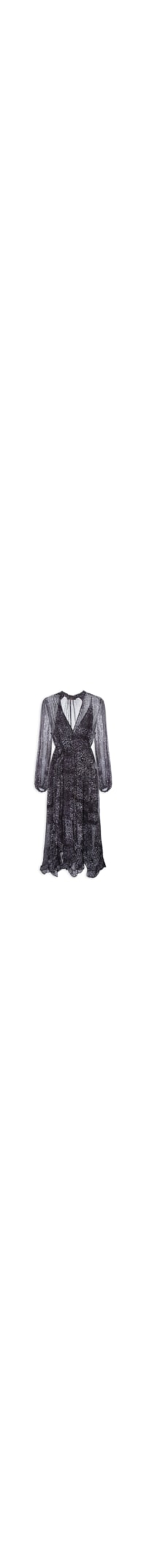 Vestido Babados Textura Tile - Preto