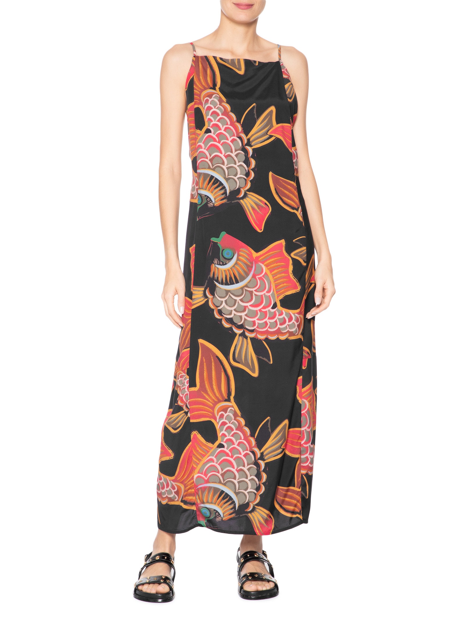 Vestido Balloon Peixe Deep Preto Osklen