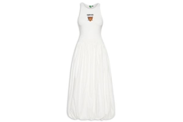 Vestido Balonê Bordado Banana - Branco 