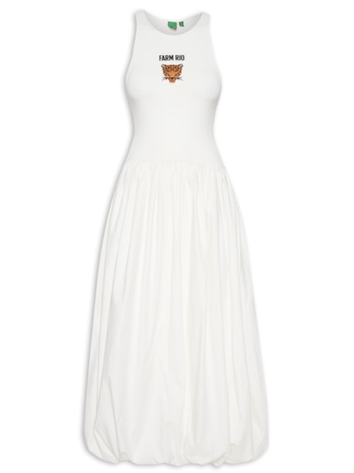 Vestido Balonê Bordado Banana – Branco