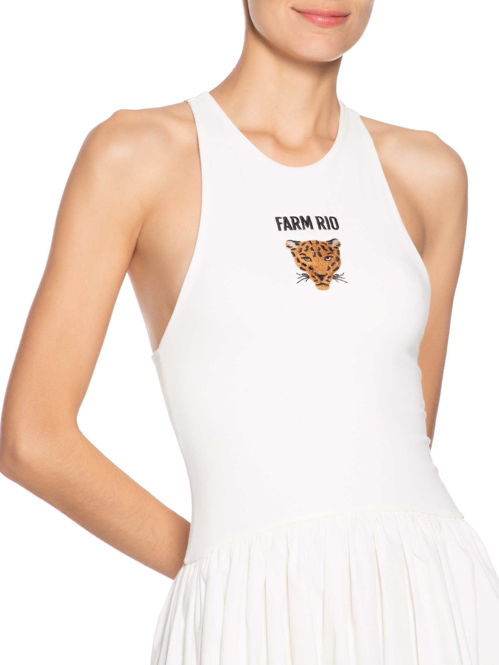 Vestido Balonê Bordado Banana Branco  Farm