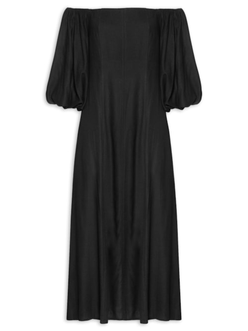 Vestido Balonê Em Linho Puro – Preto