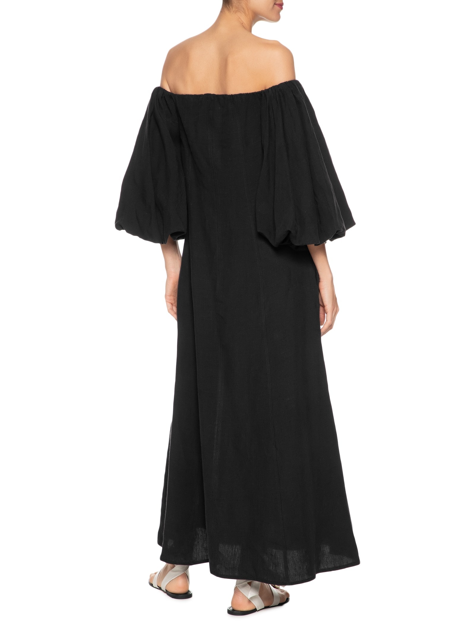 Vestido Balonê Em Linho Puro Preto '2Essential