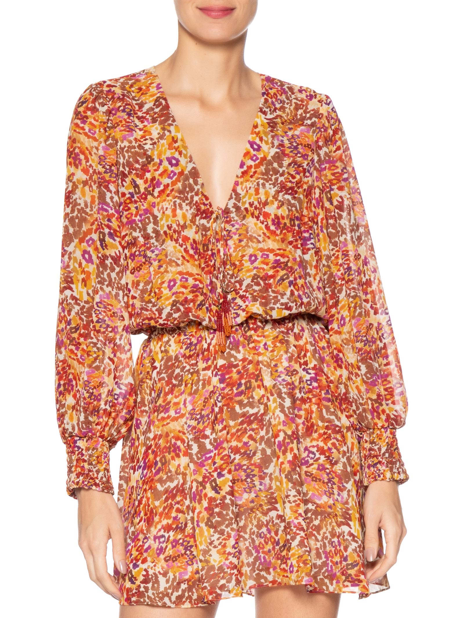 Vestido Balonê Estampa Instinto Cerâmica Laranja Dress To