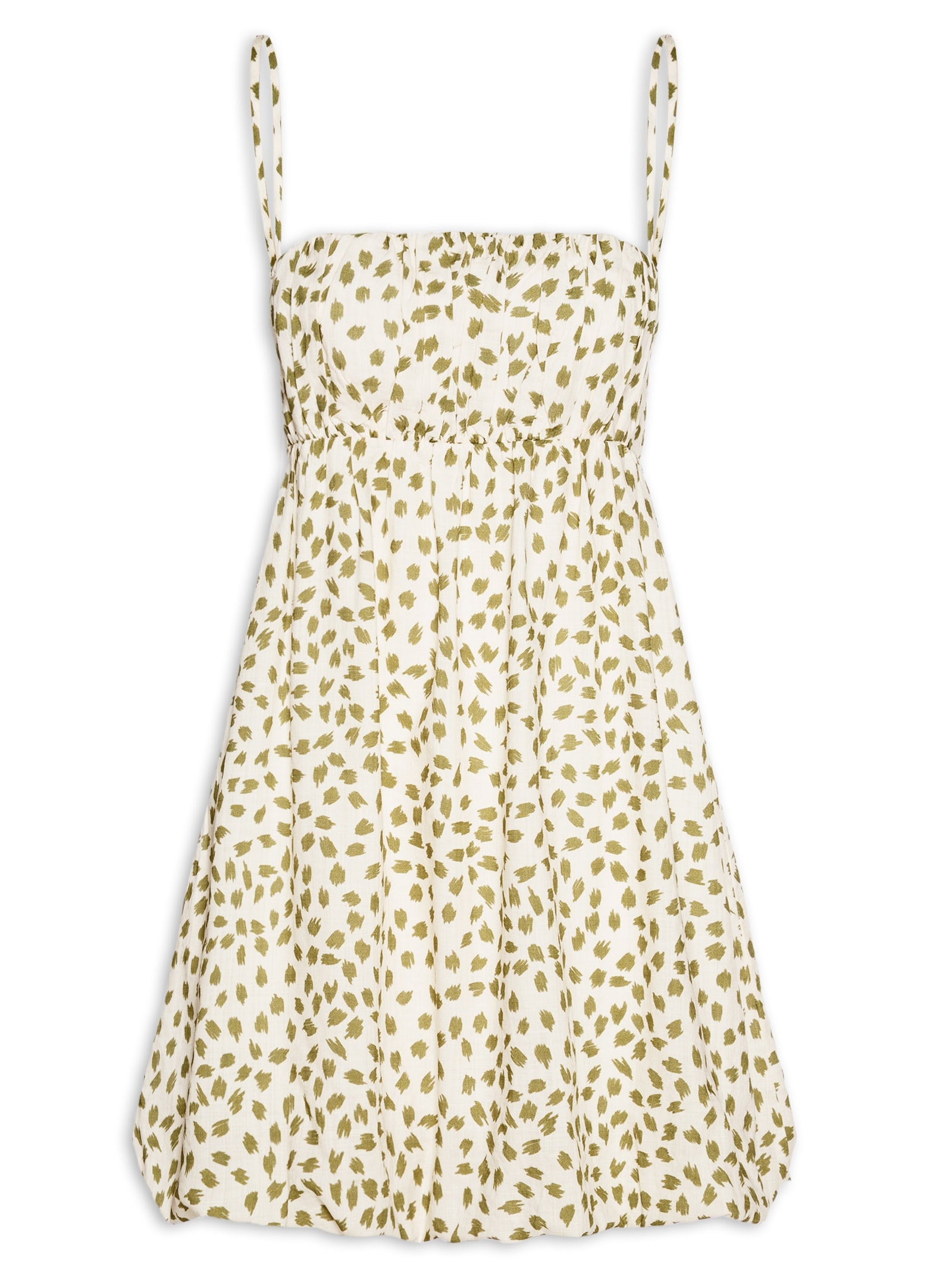 Vestido Balonê Estampa Poá Folhagem Verde Dress To