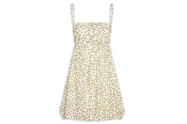 Vestido Balonê Estampa Poá Folhagem - Verde