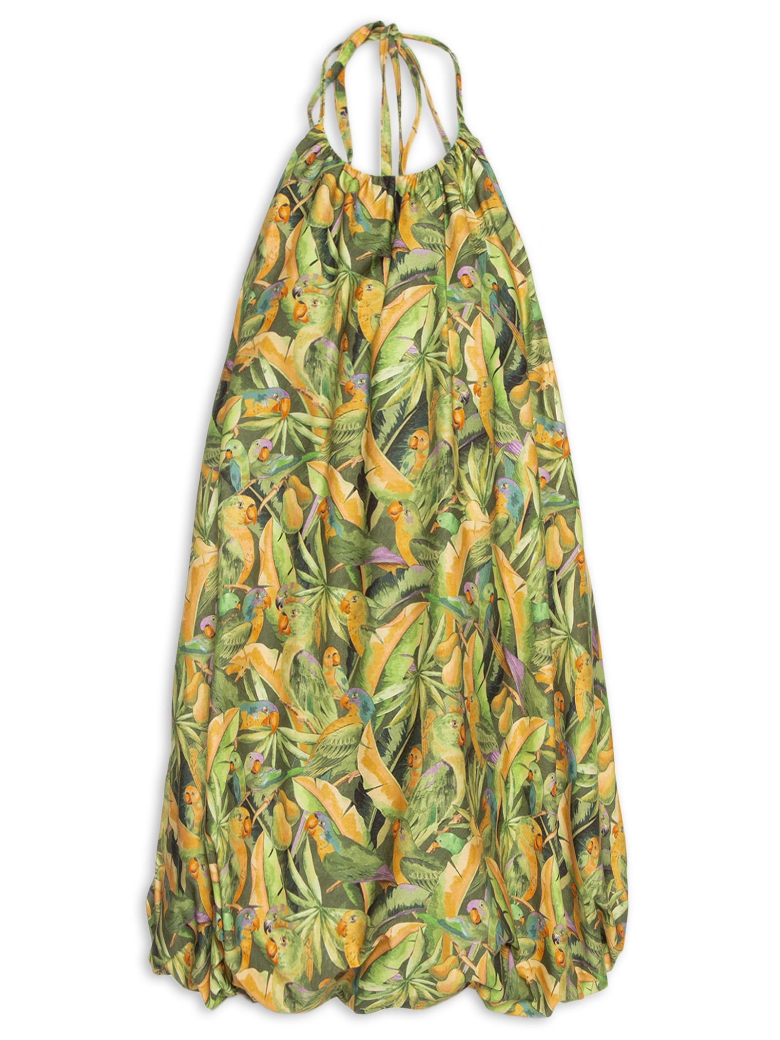 Vestido Balonê Floresta De Passarinho Verde Farm