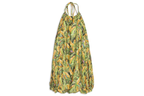 Vestido Balonê Floresta De Passarinho - Verde