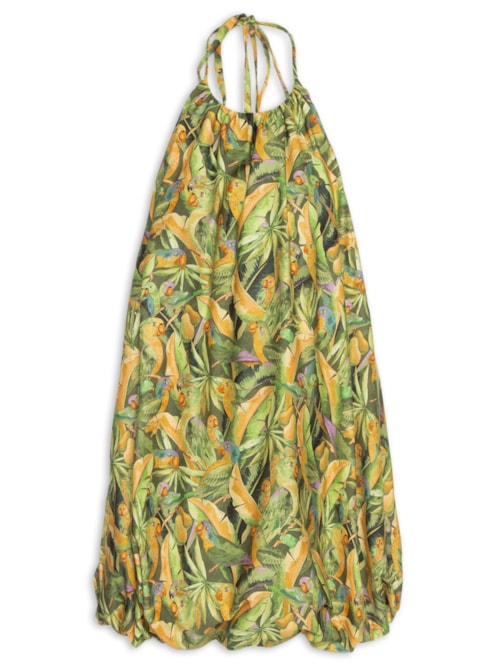 Vestido Balonê Floresta De Passarinho – Verde