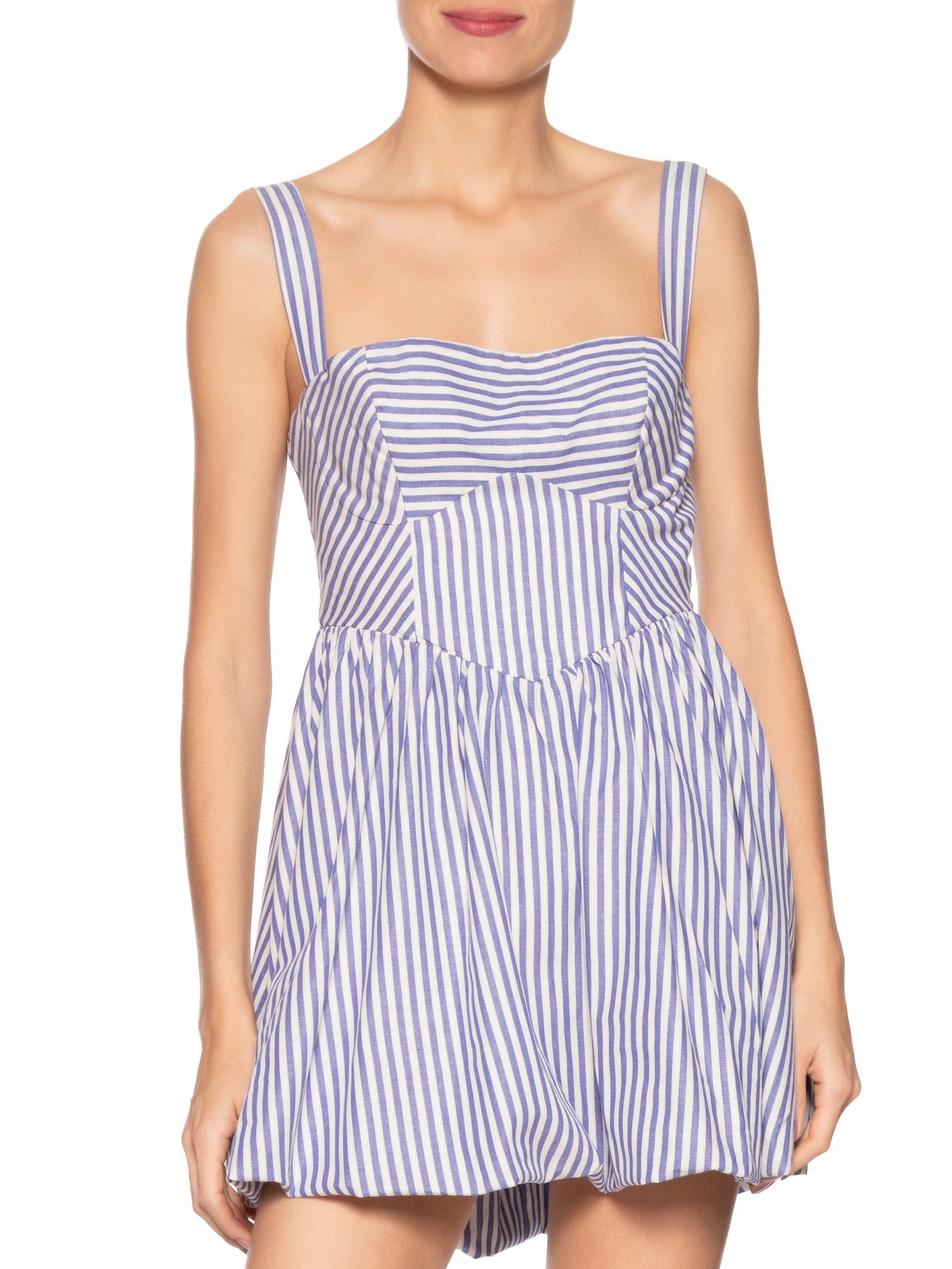 Vestido Balonê Listra Parnaioca Azul Farm