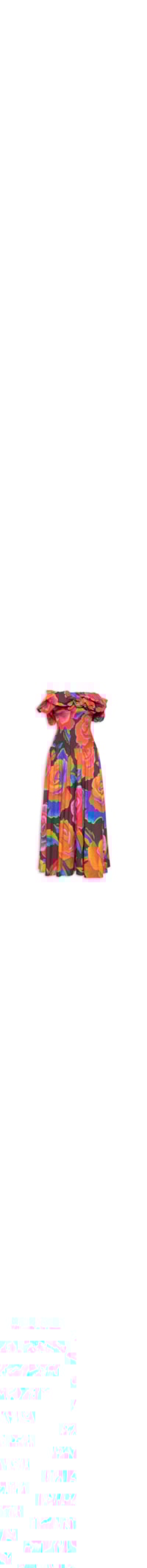 Vestido Balonê Rosas Pintadas - Marrom