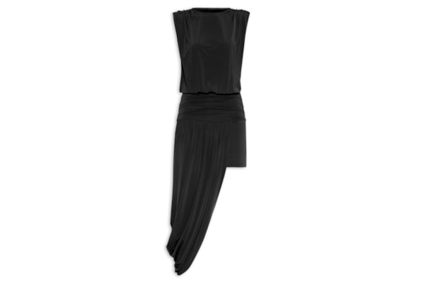 Vestido Barra Assimétrica Sem Mangas - Preto