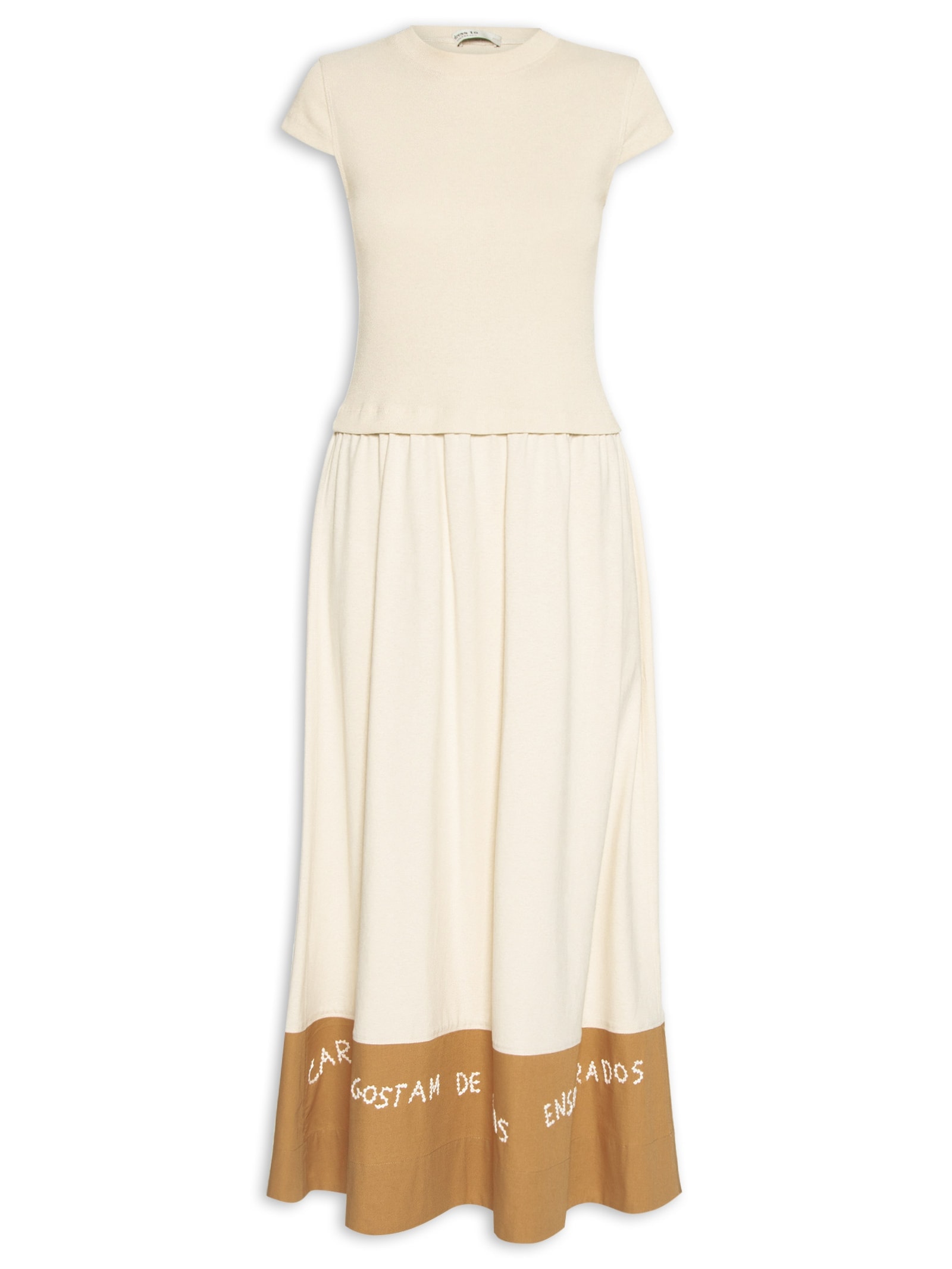Vestido Barra Bordado Bege Dress To