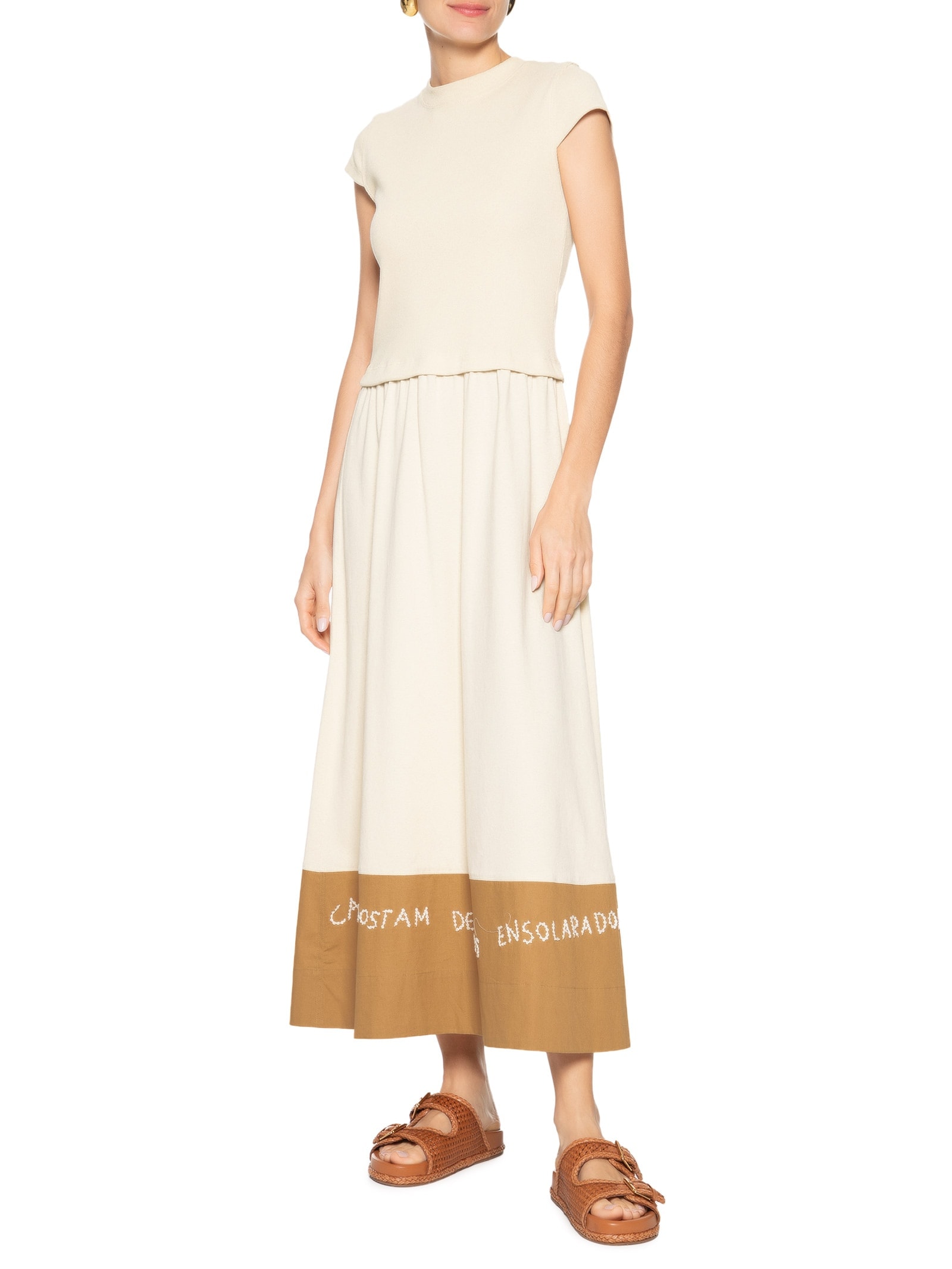 Vestido Barra Bordado Bege Dress To