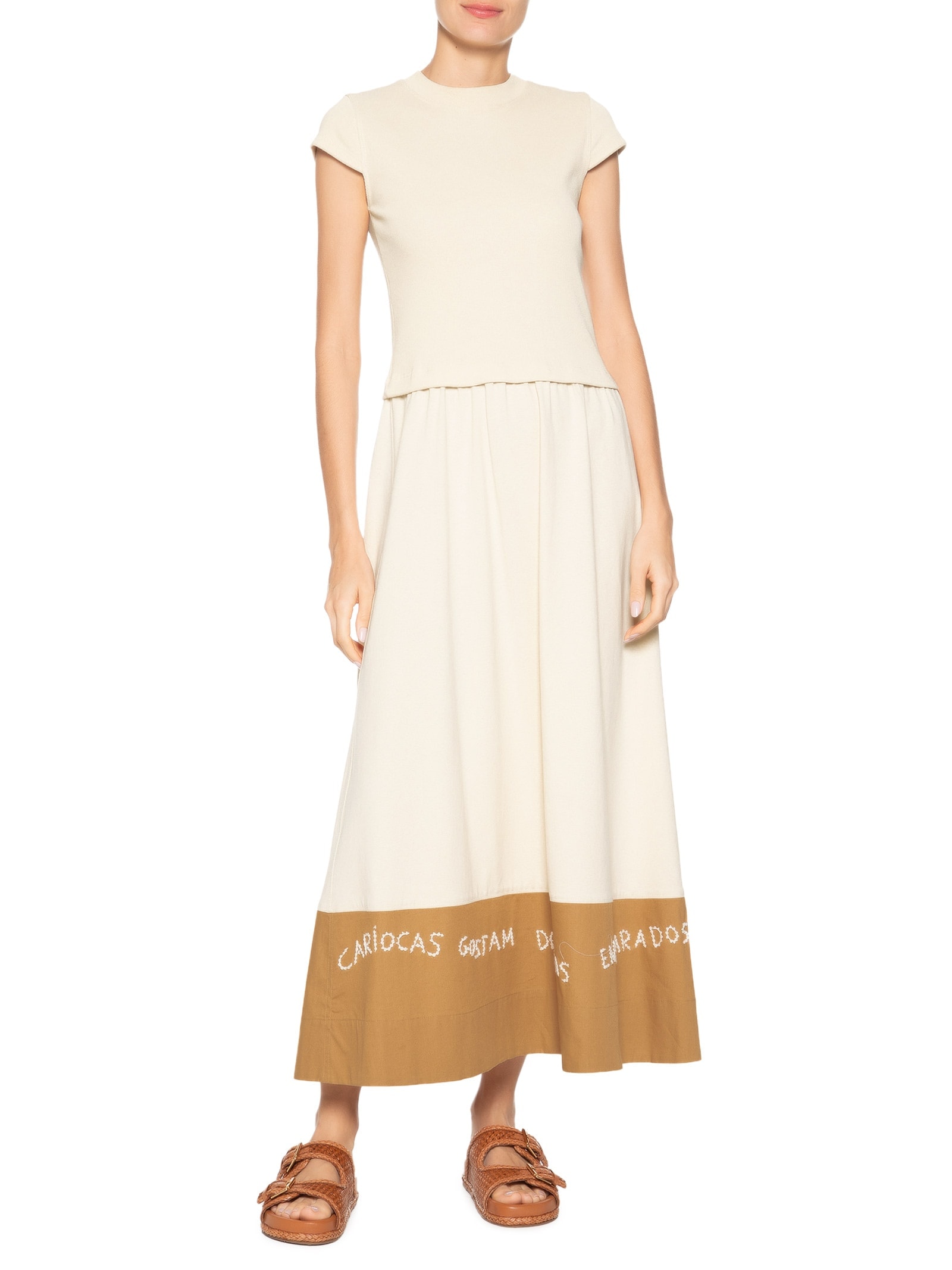 Vestido Barra Bordado Bege Dress To