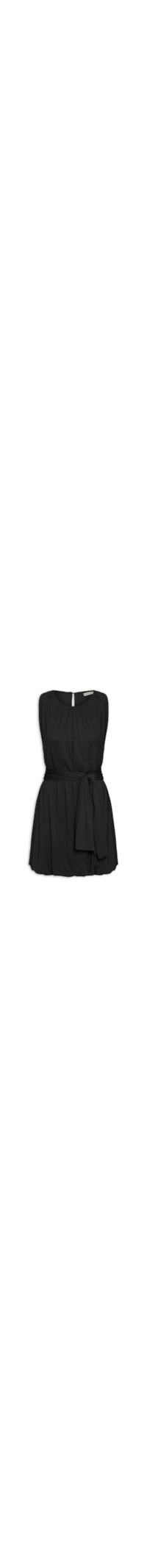 Vestido Básico Balonê Com Faixa - Preto