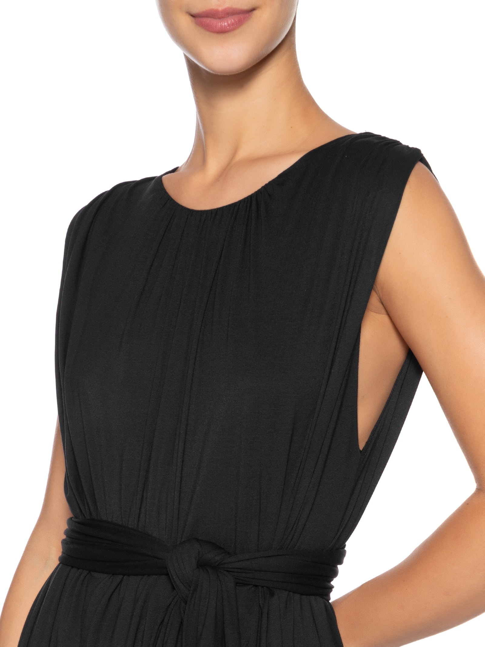 Vestido Básico Balonê Com Faixa Preto Dress To