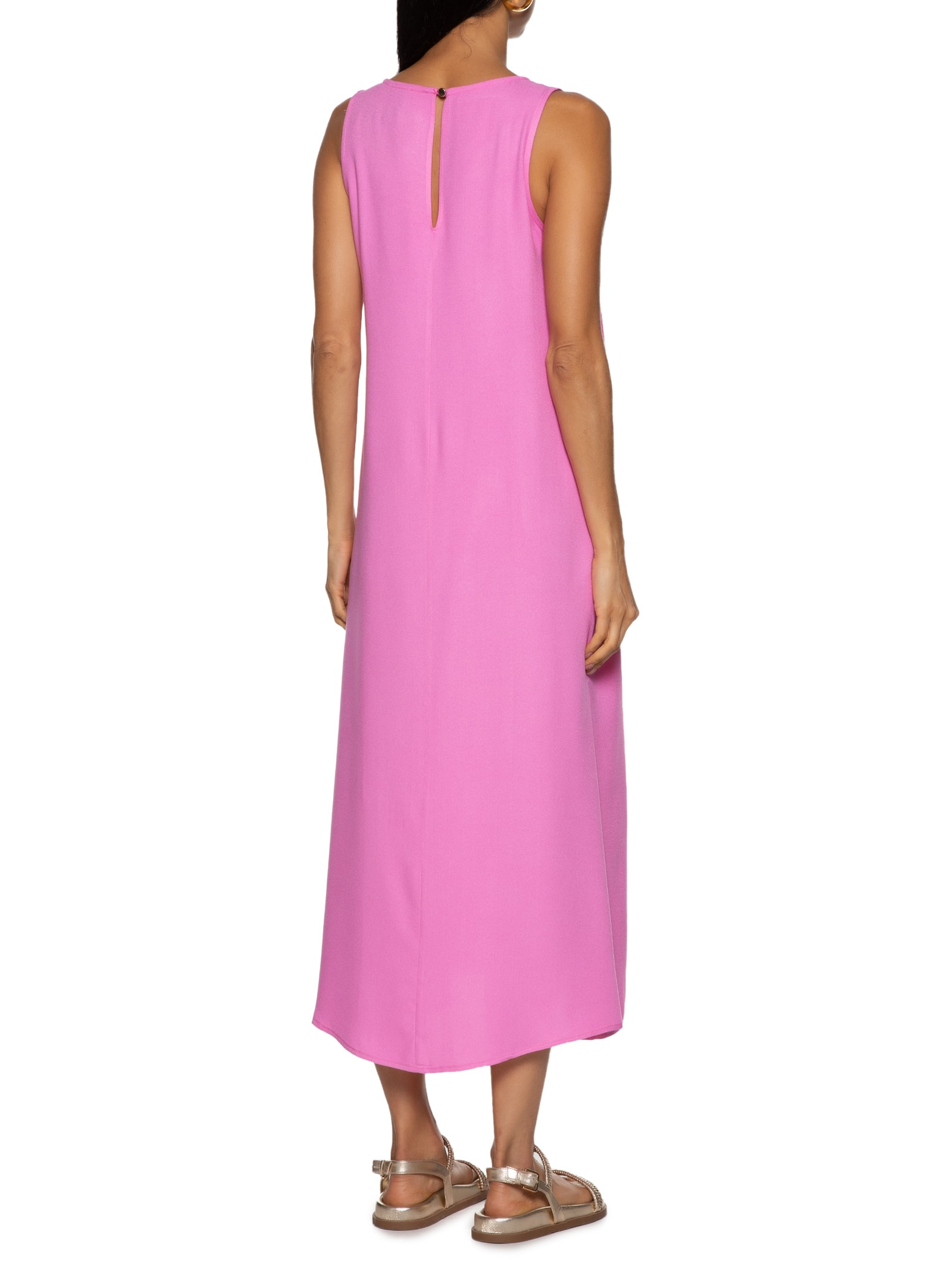 Hering Vestido Básico Midi Viscose Creponada Rosa