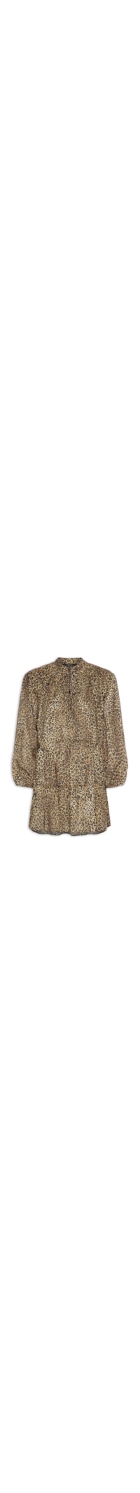 Vestido Bata Curto De Voil Onça Manchas - Marrom