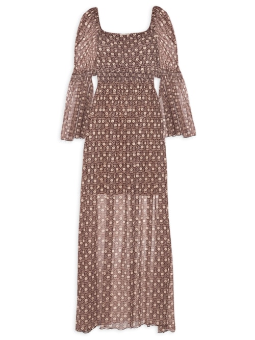 Vestido Bata Estampa Essência – Marrom