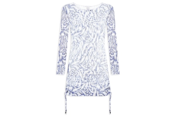 Vestido Beachwear Em Tule - Azul