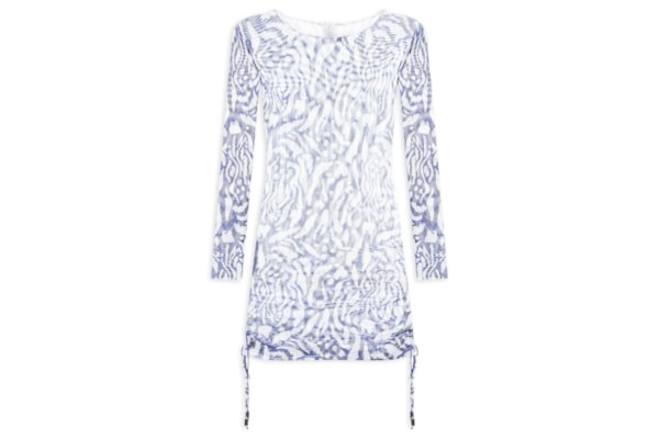 Vestido Beachwear Em Tule - Azul