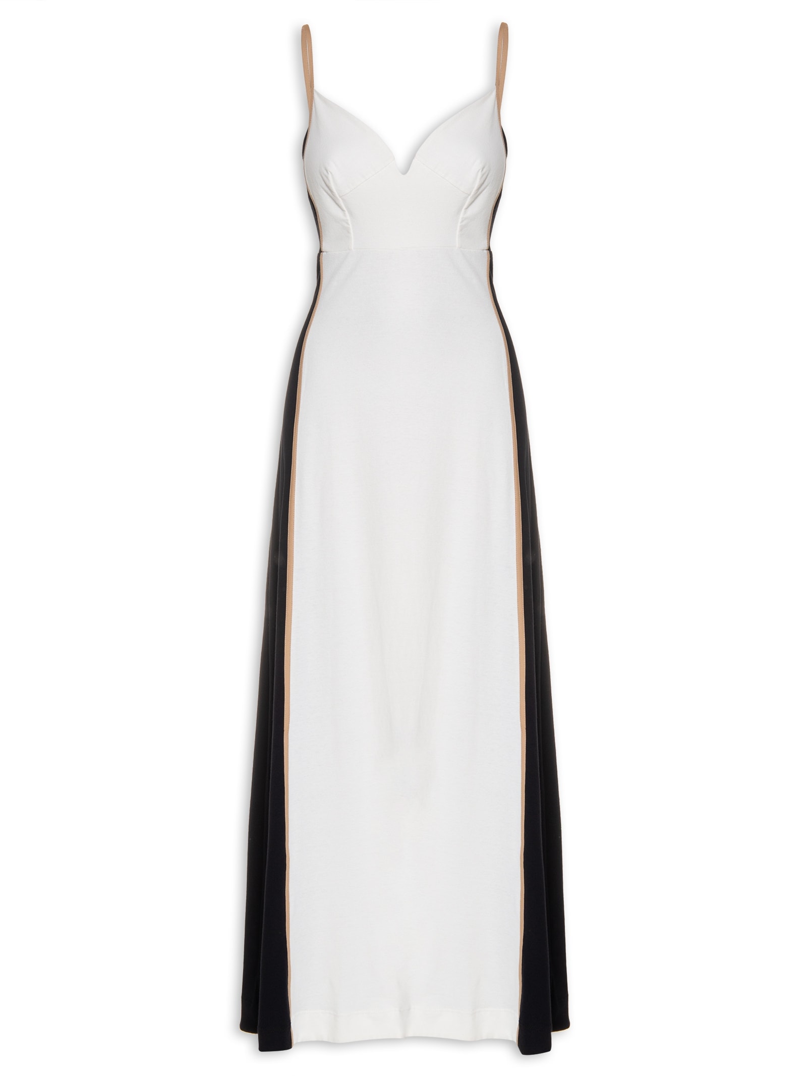 Vestido Bicolor Com Pesponto Off White Dress To