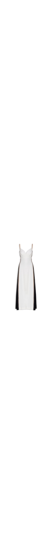Vestido Bicolor Com Pesponto - Off White