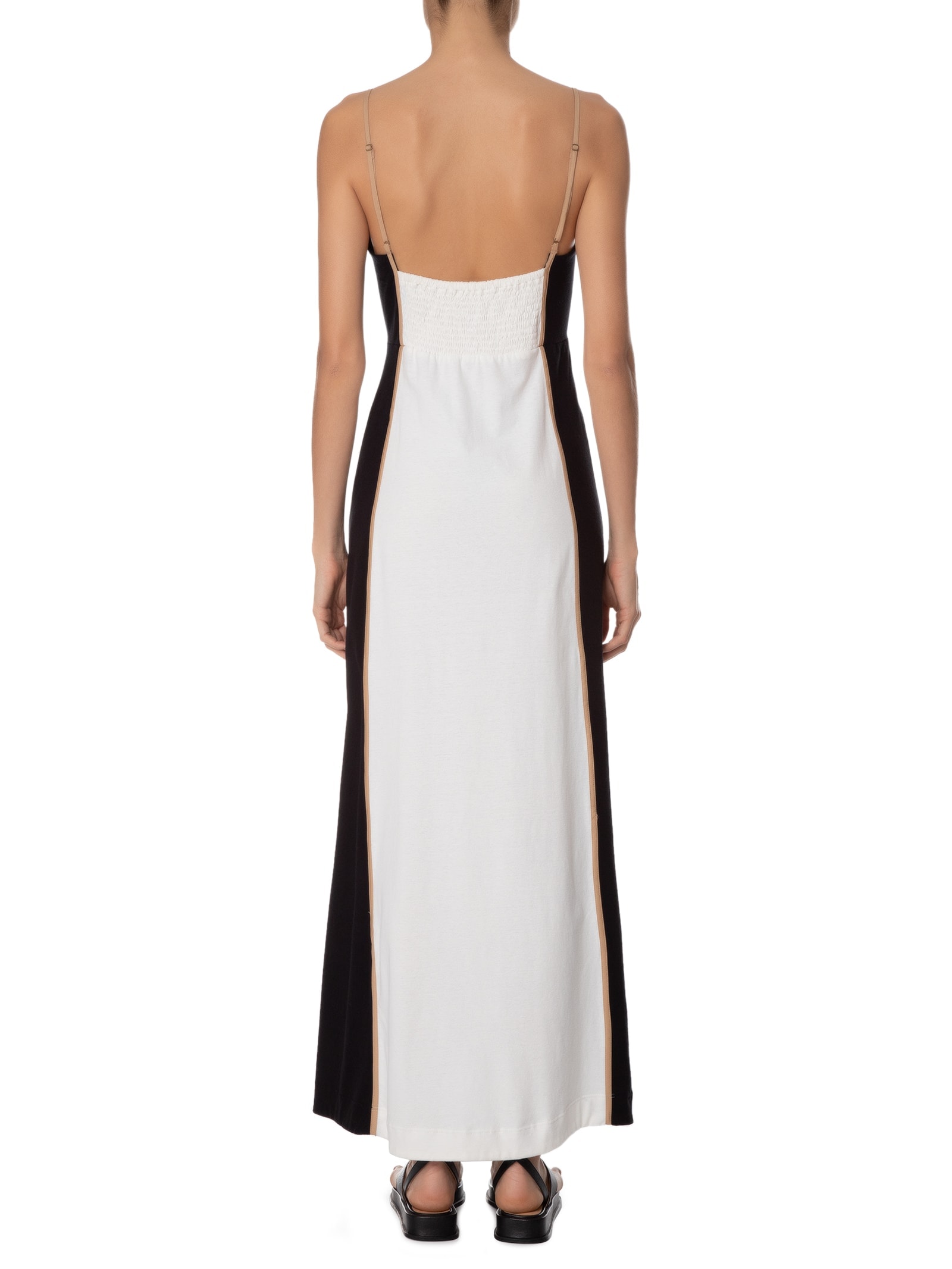 Vestido Bicolor Com Pesponto Off White Dress To