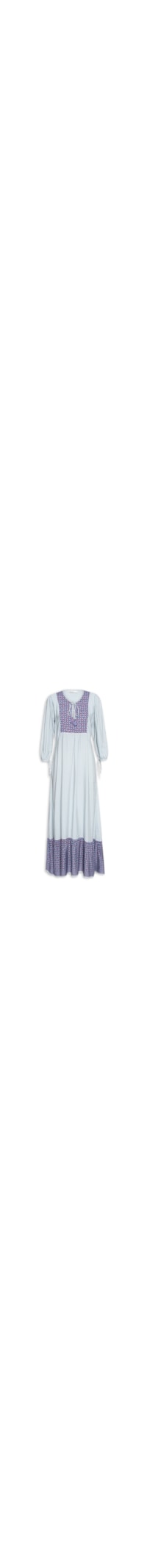 Vestido Boho Longo Estampa Ladrilho - Azul