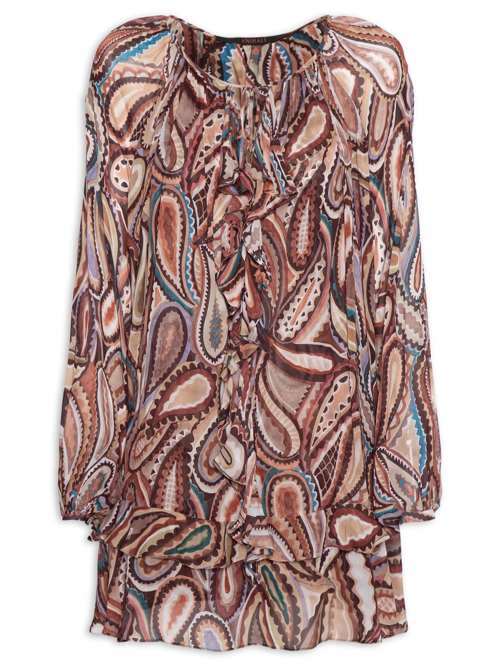 Vestido Boho Paisley Anna Color Marrom Animale