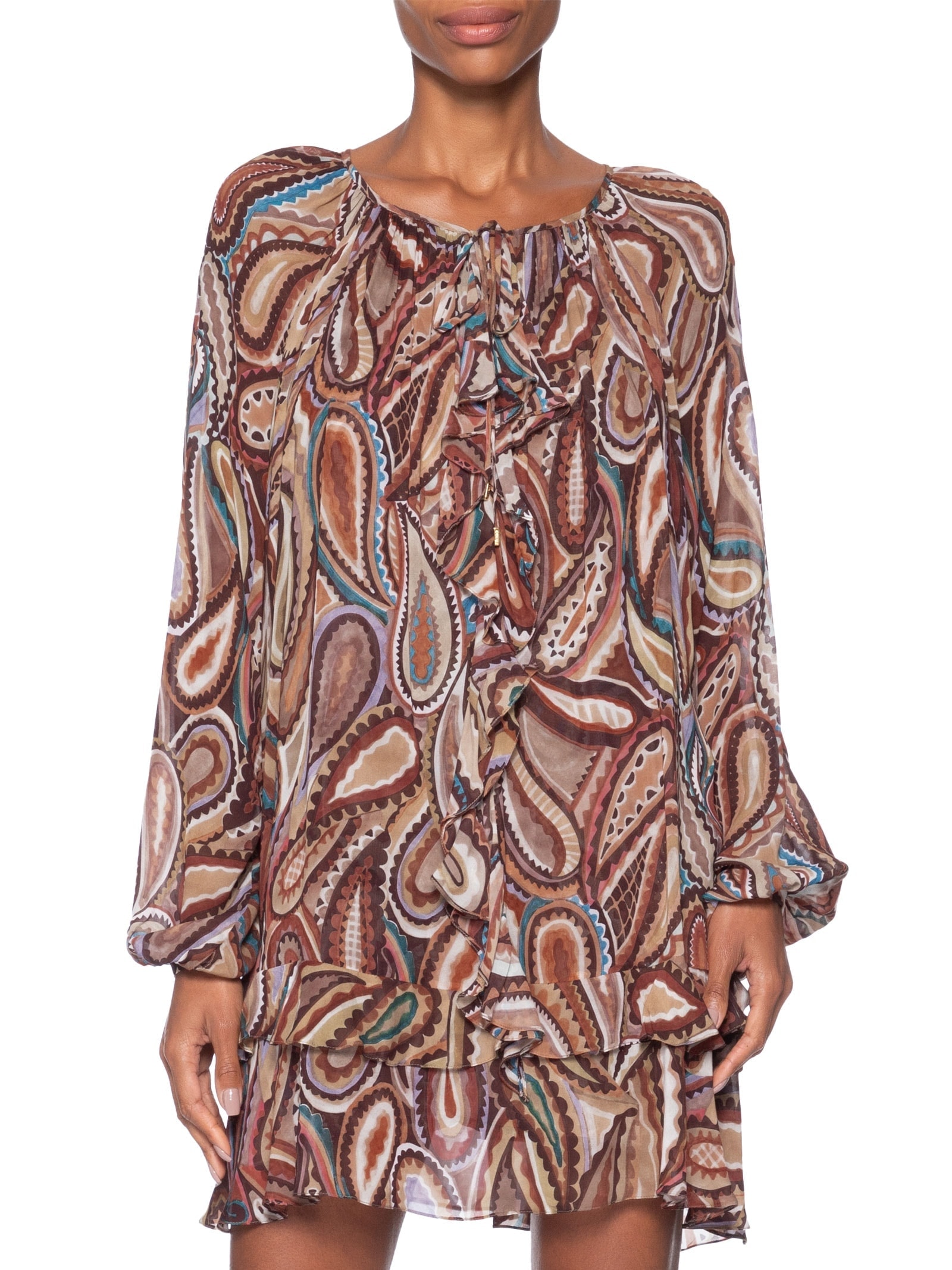 Vestido Boho Paisley Anna Color Marrom Animale