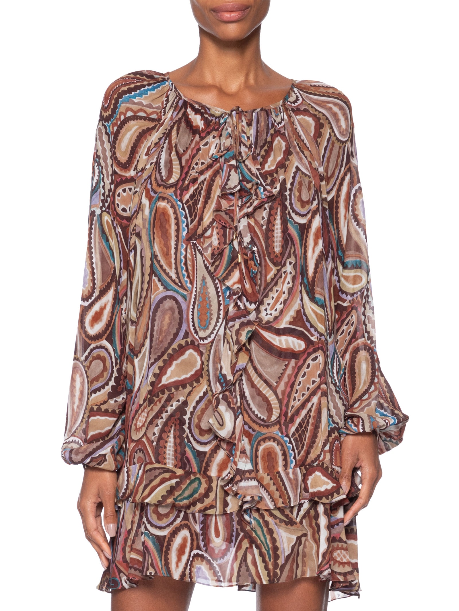 Vestido Boho Paisley Anna Color Marrom Animale