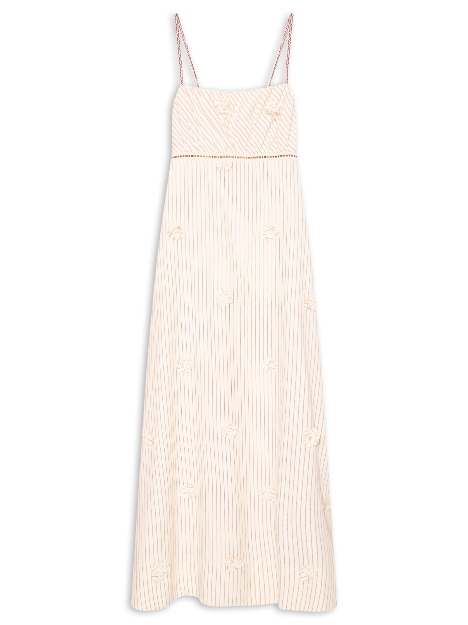 Vestido Bord Floral Náutico Bege Cantão