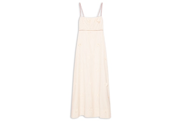 Vestido Bord Floral Náutico - Bege