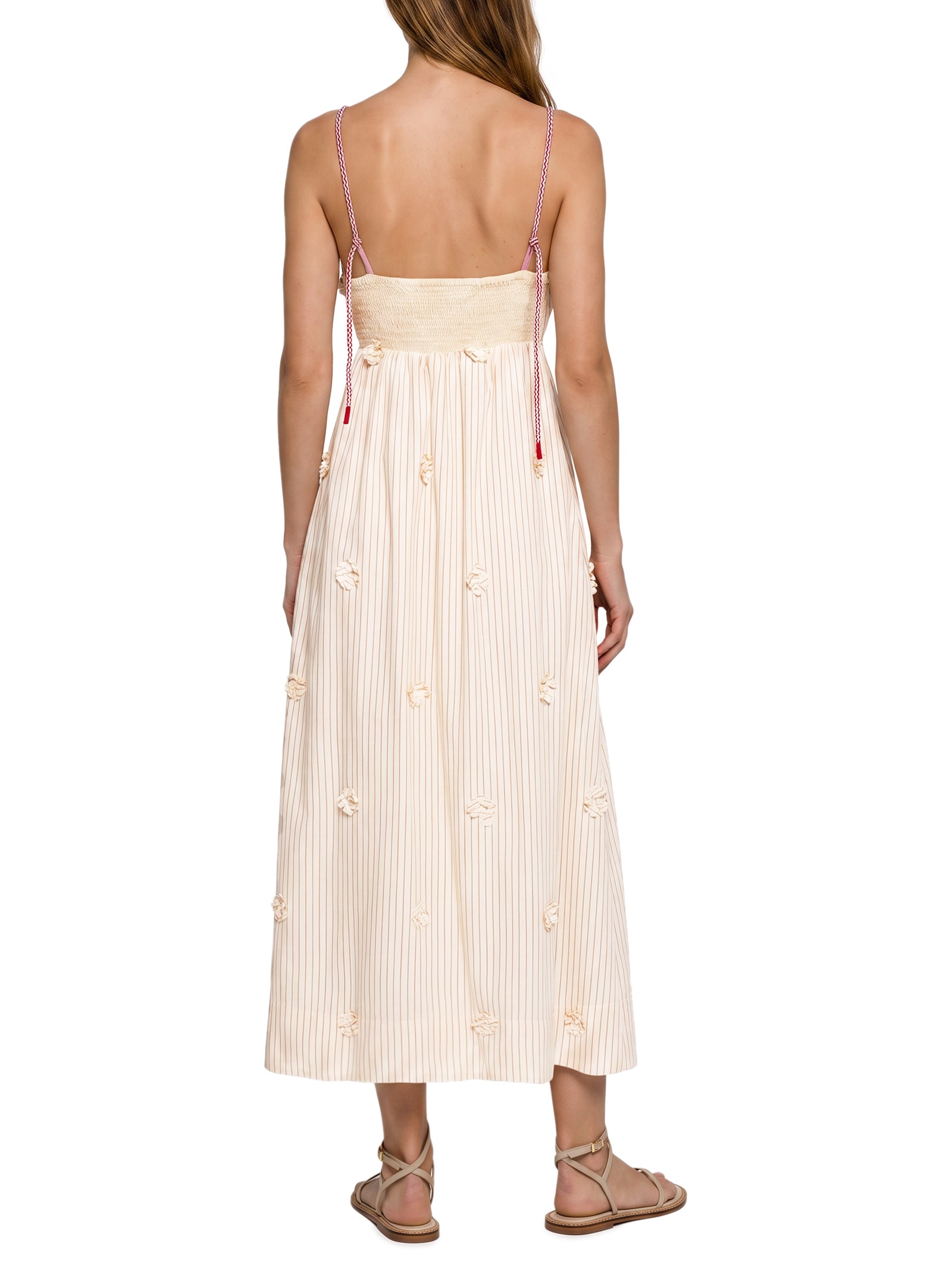 Vestido Bord Floral Náutico Bege Cantão