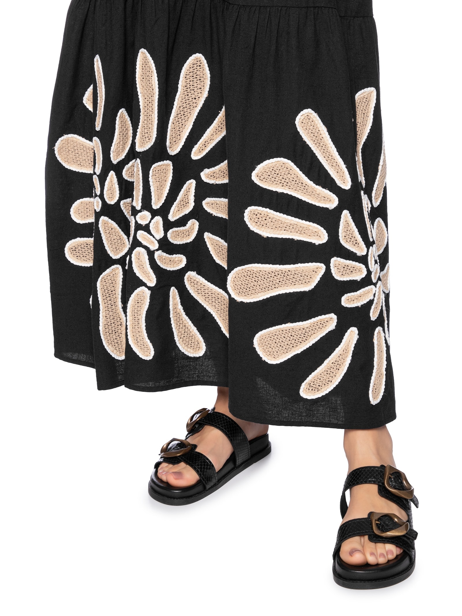 Vestido Bordado Concha Preto  Farm