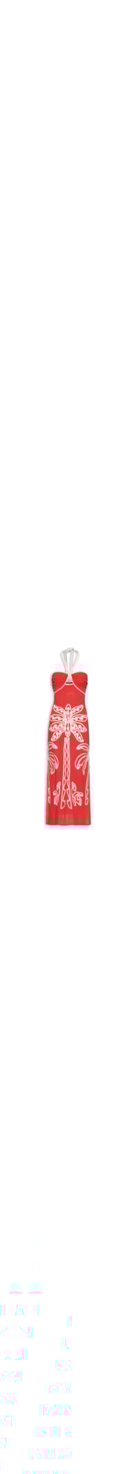 Vestido Bordado Coqueiro Majestoso - Vermelho