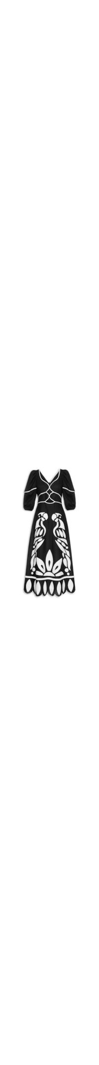 Vestido Bordado Cutwork Samambaia - Preto