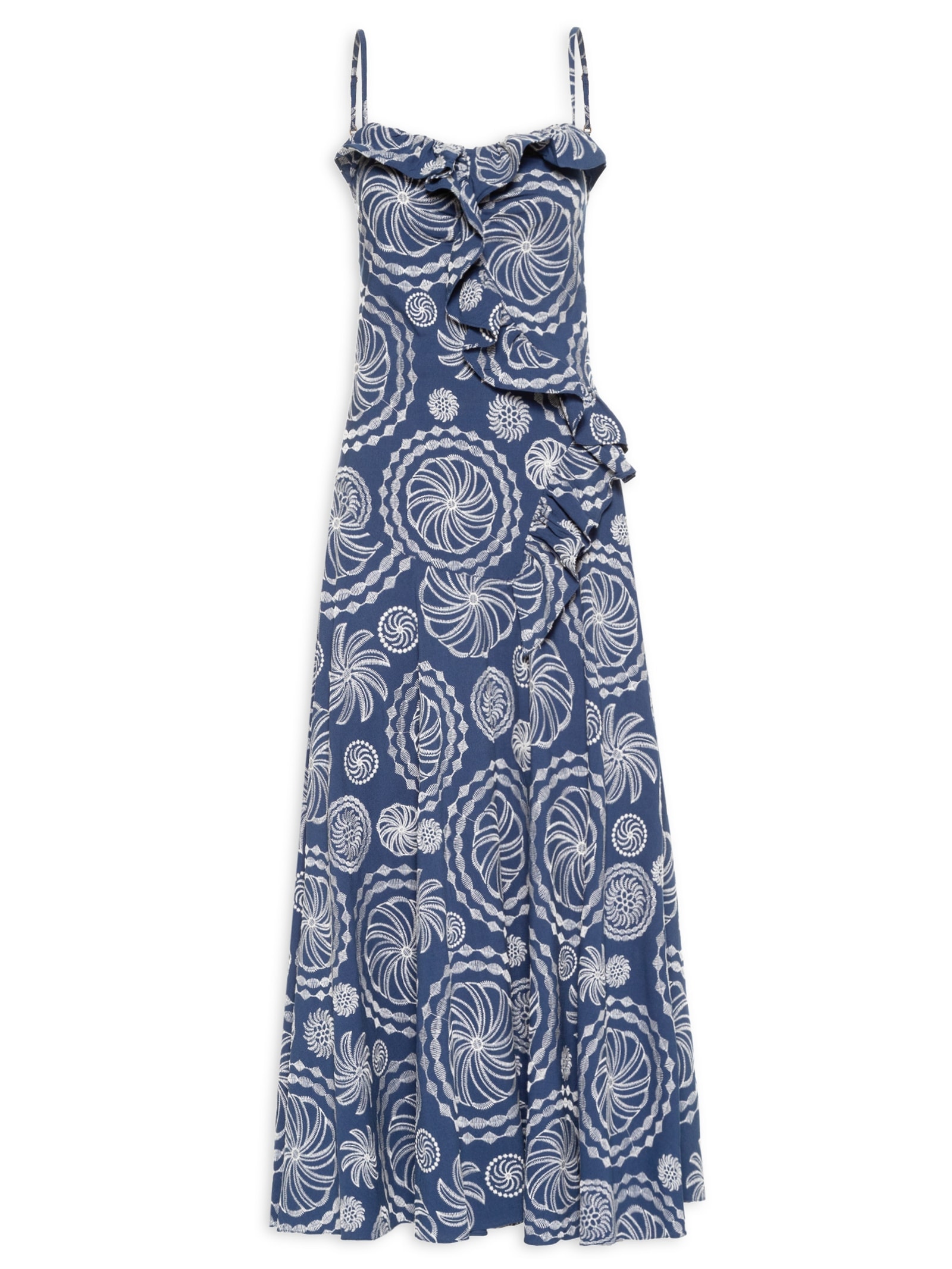 Vestido Bordado Delicadeza De Banana Azul Farm