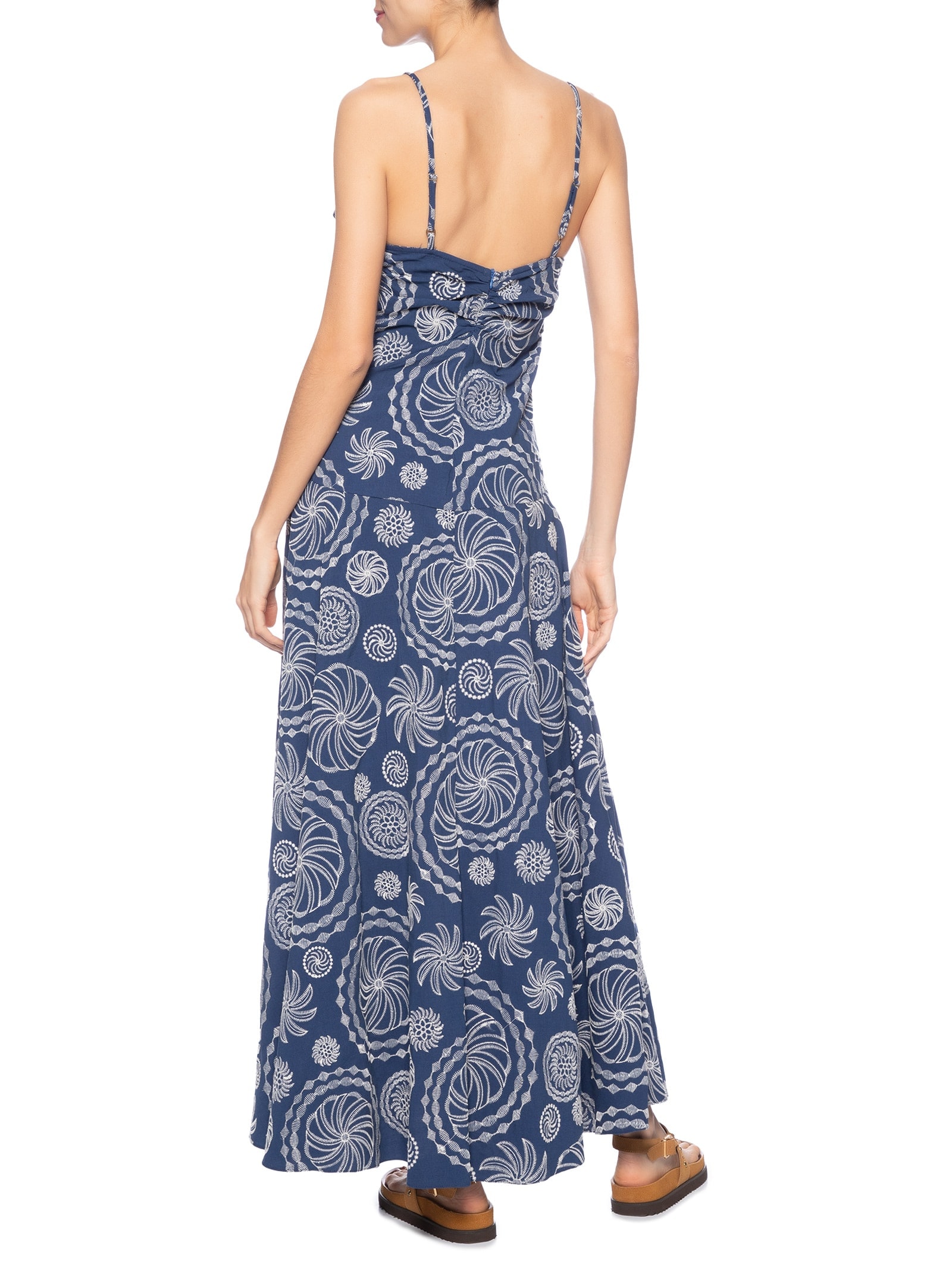 Vestido Bordado Delicadeza De Banana Azul Farm