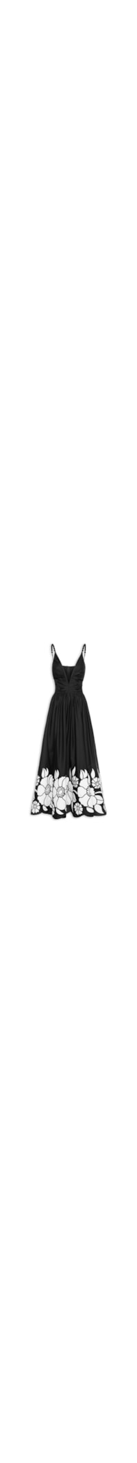 Vestido Bordado Flor da Noite - Preto