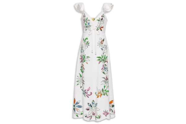 Vestido Bordado Floral Folk - Off White