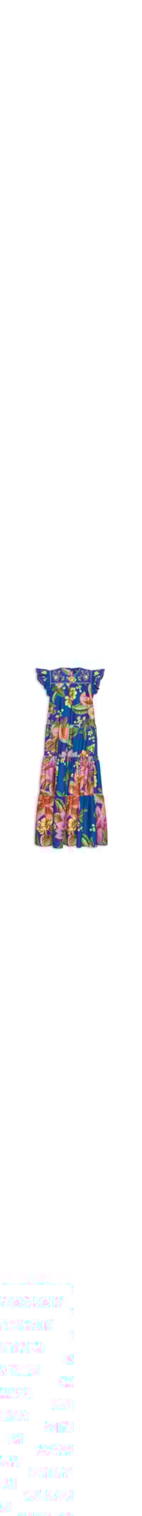 Vestido Bordado Frutas De Verão - Azul